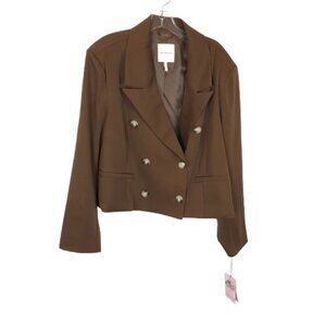 NWT Avec les Filles Womens Plus Size 3X Semi-Crop Double Breasted Blazer Jacket